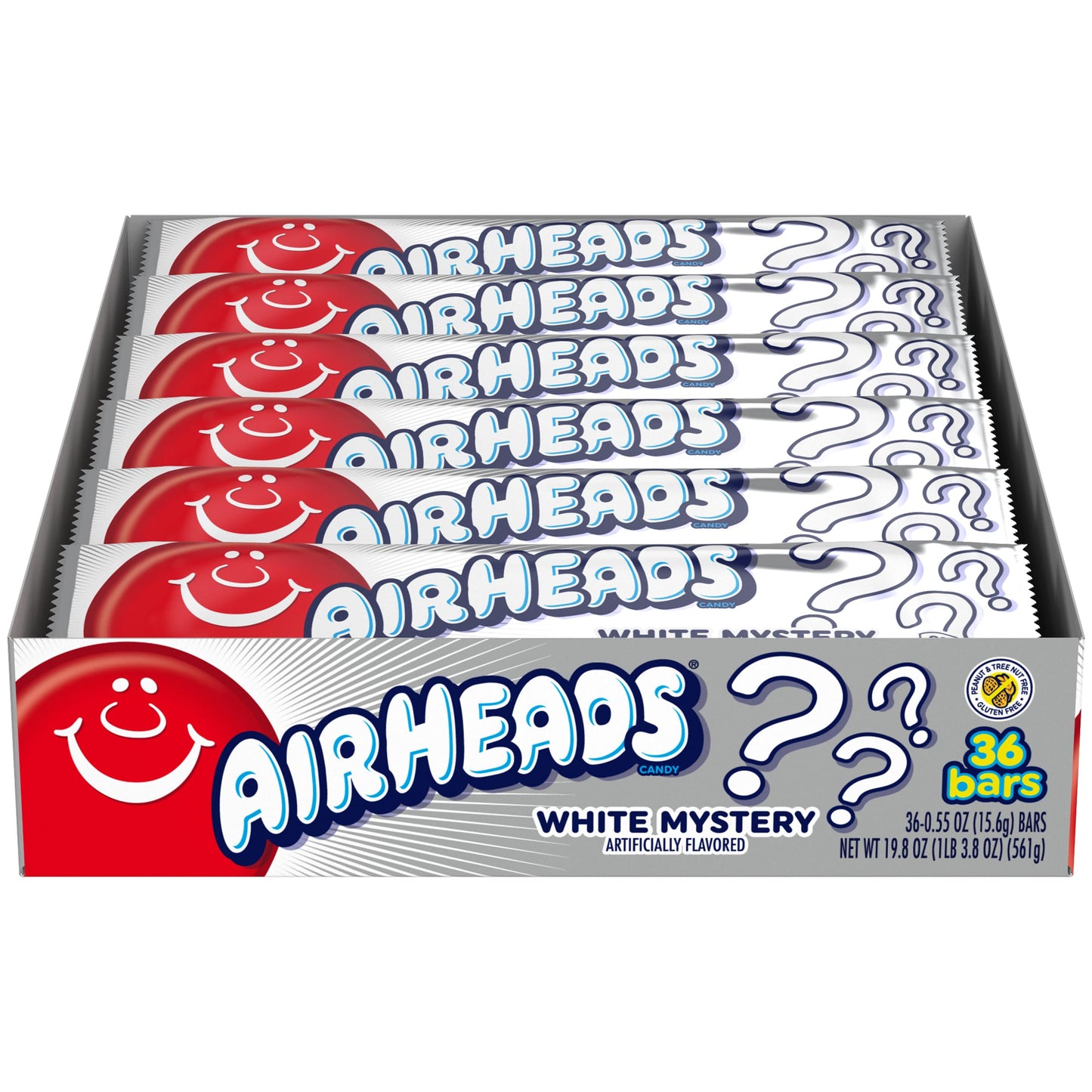 Airheads Candy, Individually Wrapped Full Size Bars, White Mystery, Bulk Taffy, Non Melting, Party, 0.55 Oz (Pack Of 36)