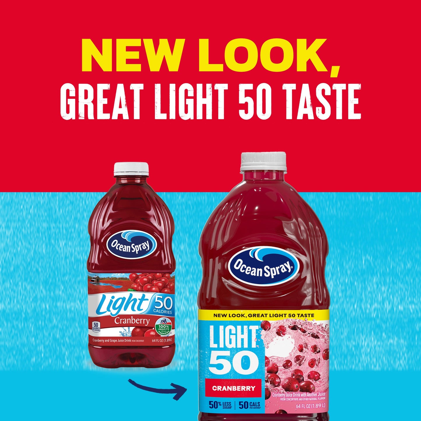 Ocean Spray Cran50 Cranberry Juice Drink, 64 Fl Oz Bottle (Pack of 8)