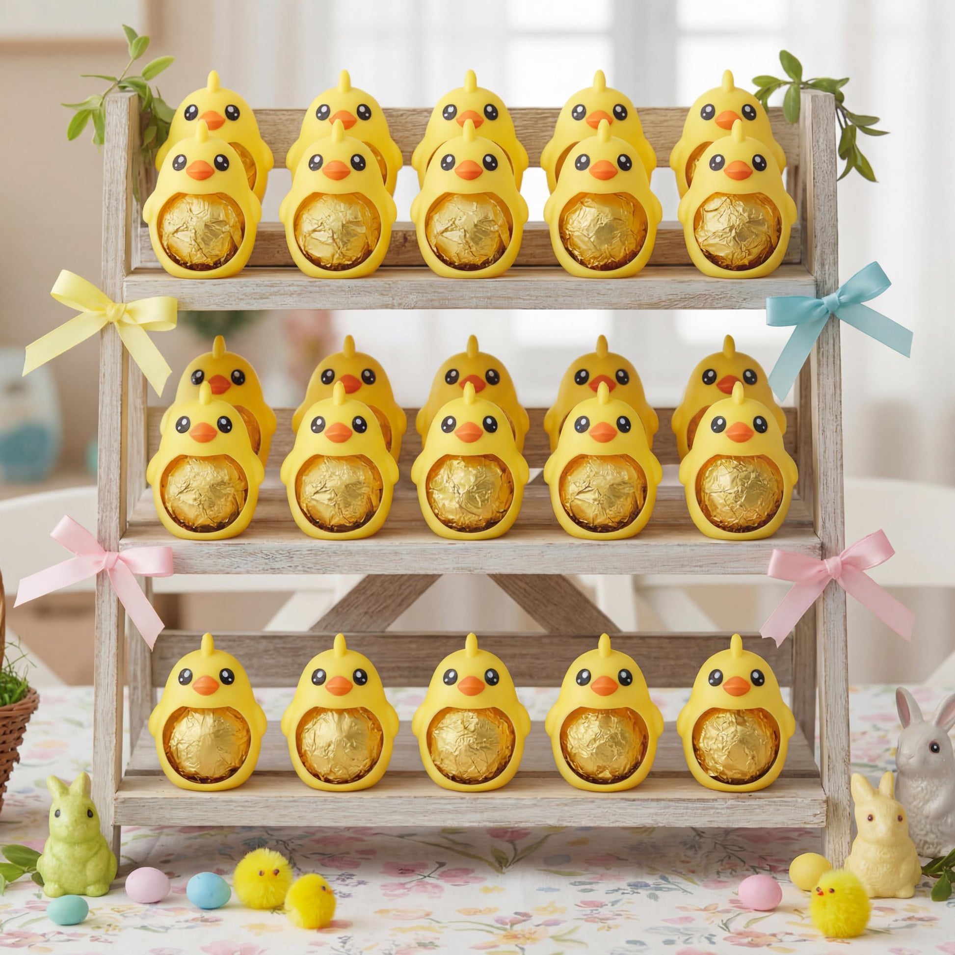 24 Pcs Chicken Candy Holder Yellow Chick Chocolate Package Party Supplies Party Gift Filler Chicken Greeting Candy Holder for Sc