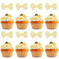 YCTHUNFISH 12 Pack Pink Bow Cupcake Toppers - Paper Bowknot Decorations for Wedding, Bridal Shower, Birthday Party - Yellow
