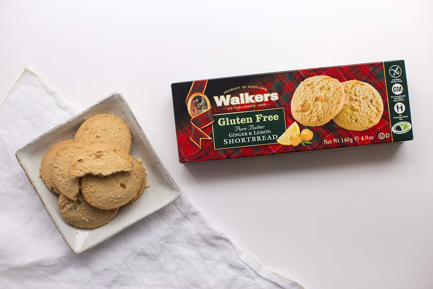 Walker s Shortbread Gluten Free Ginger & Lemon Cookies, All-Butter Shortbread Cookies, 29.4 Oz (Pack of 6)