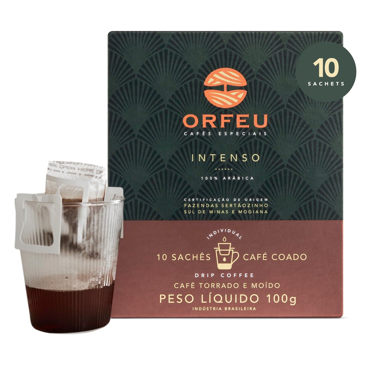 ORFEU - Special Coffee Intense - Drip Sachet - 100% Arabica Coffee, Dark Roast, Aroma of Toasted Caramel & Fruit Jam, Low Acidit