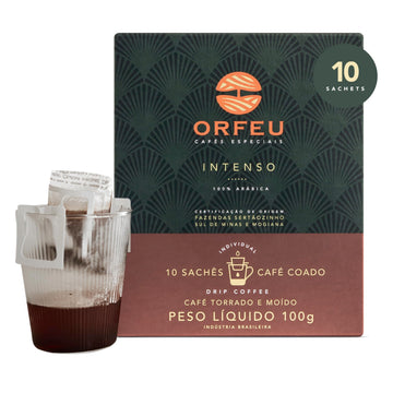 ORFEU - Special Coffee Intense - Drip Sachet - 100% Arabica Coffee, Dark Roast, Aroma of Toasted Caramel & Fruit Jam, Low Acidit