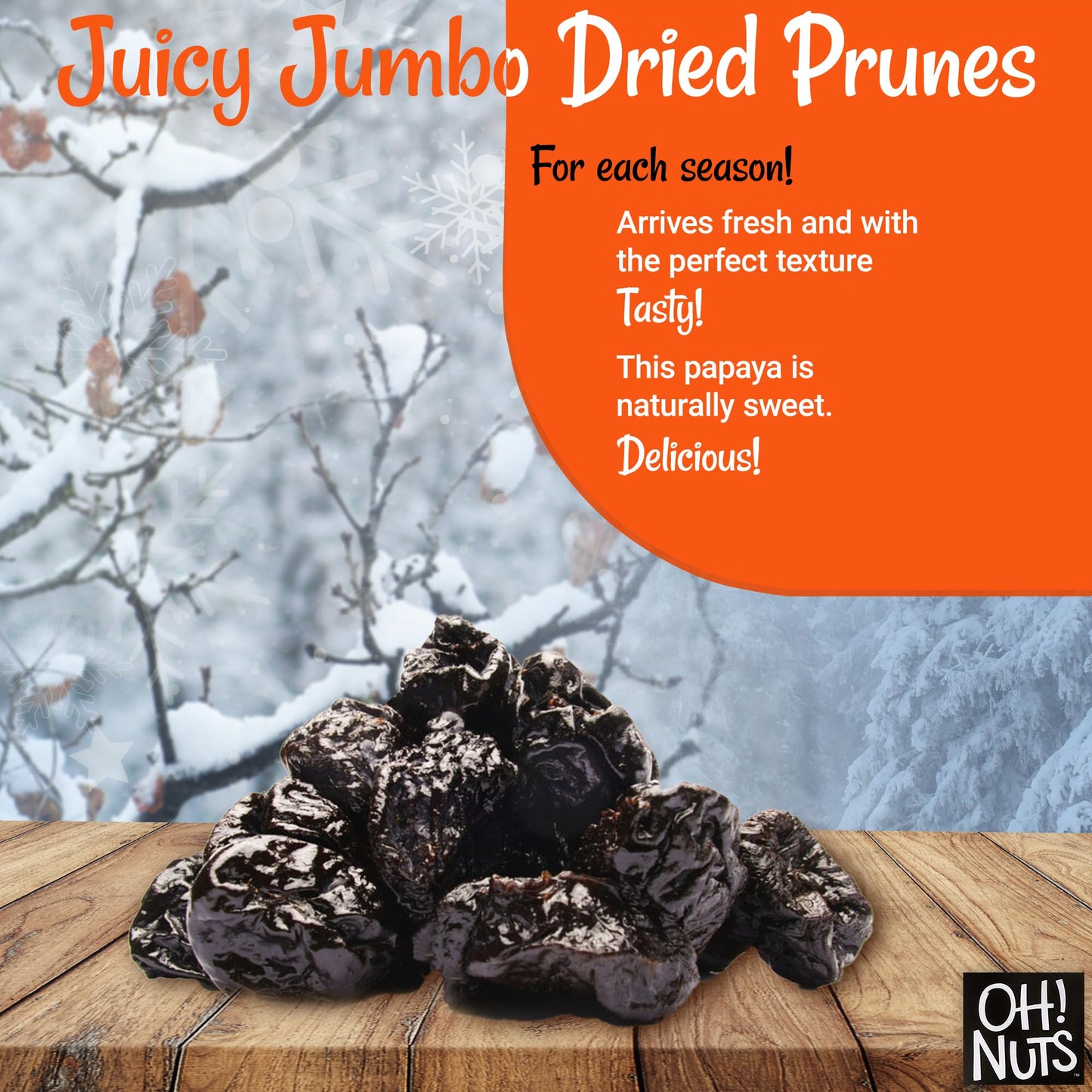 Dried Prunes Pitted | 1 Lb - Dried Fruit Jumbo | No Sugar Added | Dehydrated Fruit Bites | Packed In New York Zip-Seal Bag For E