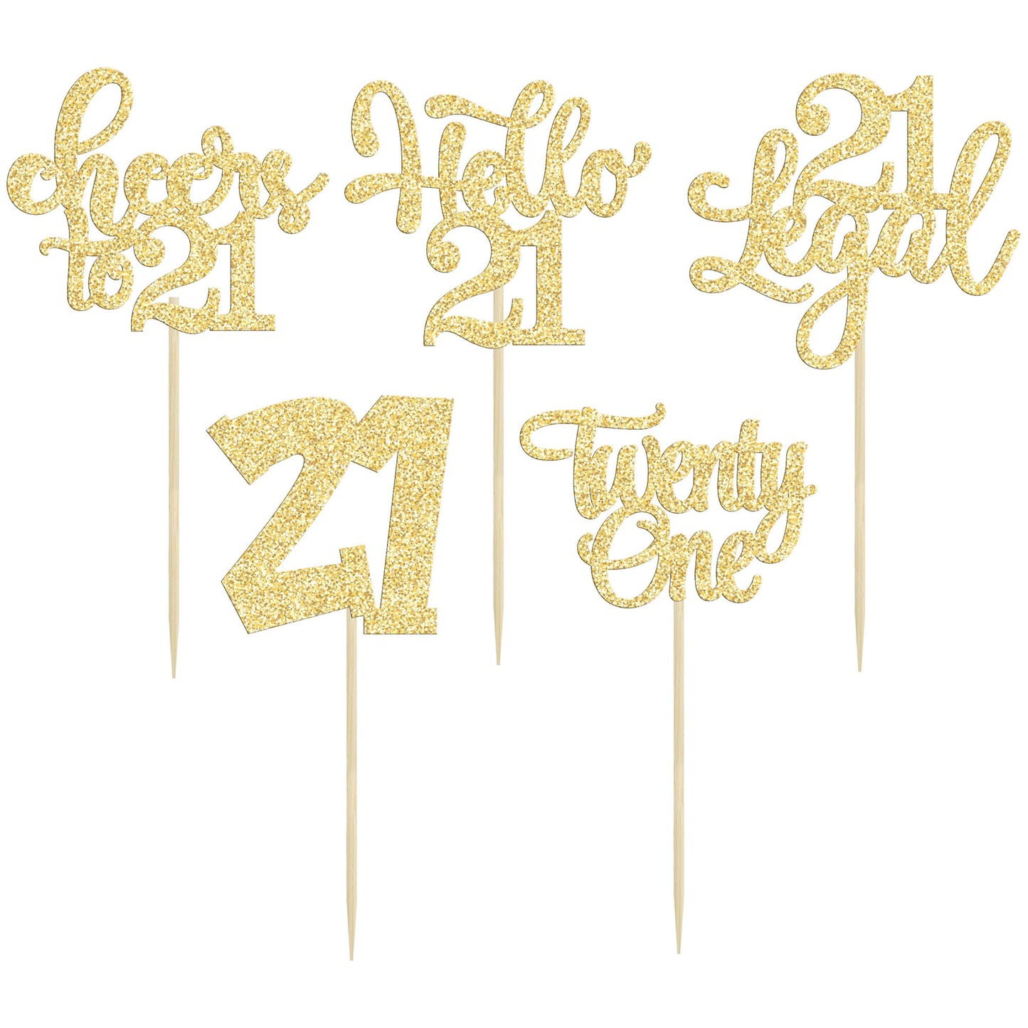 30Pcs 21St Birthday Cupcake Toppers Twenty One Legal 21St Cupcake Picks Cheers To 21 Years Old Cake Decorations For 21St Birthda