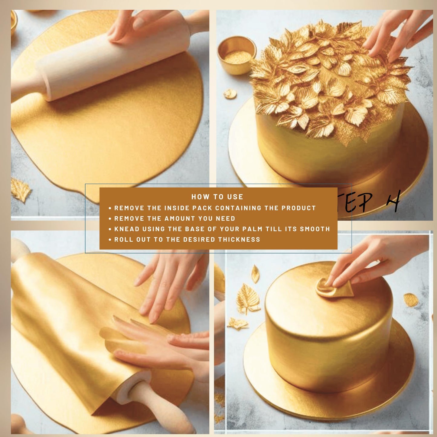 Confect Metallic Champagne Gold Fondant | Christmas Fondant | Edible Fondant | Chefs Choice Fondant For Cake Decorating | Fondant For Cake | Vegan, Gluten-Free, Nut-Free, Palm Oil-Free – 8.8 Oz