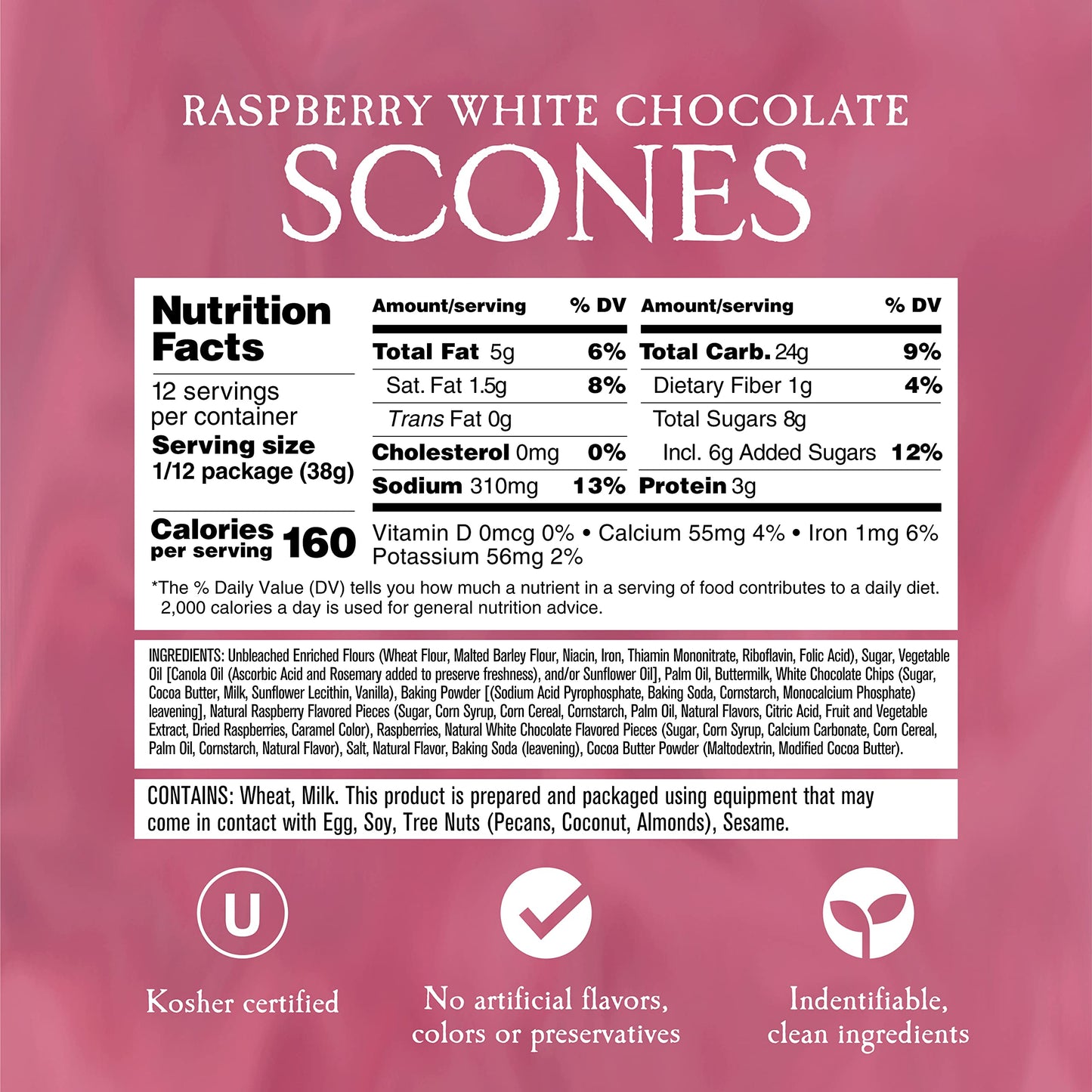English Scone Mix, Raspberry White Chocolate by Sticky Fingers Bakeries - Easy to Make English Scones Fresh Baked, Makes 12 Scon