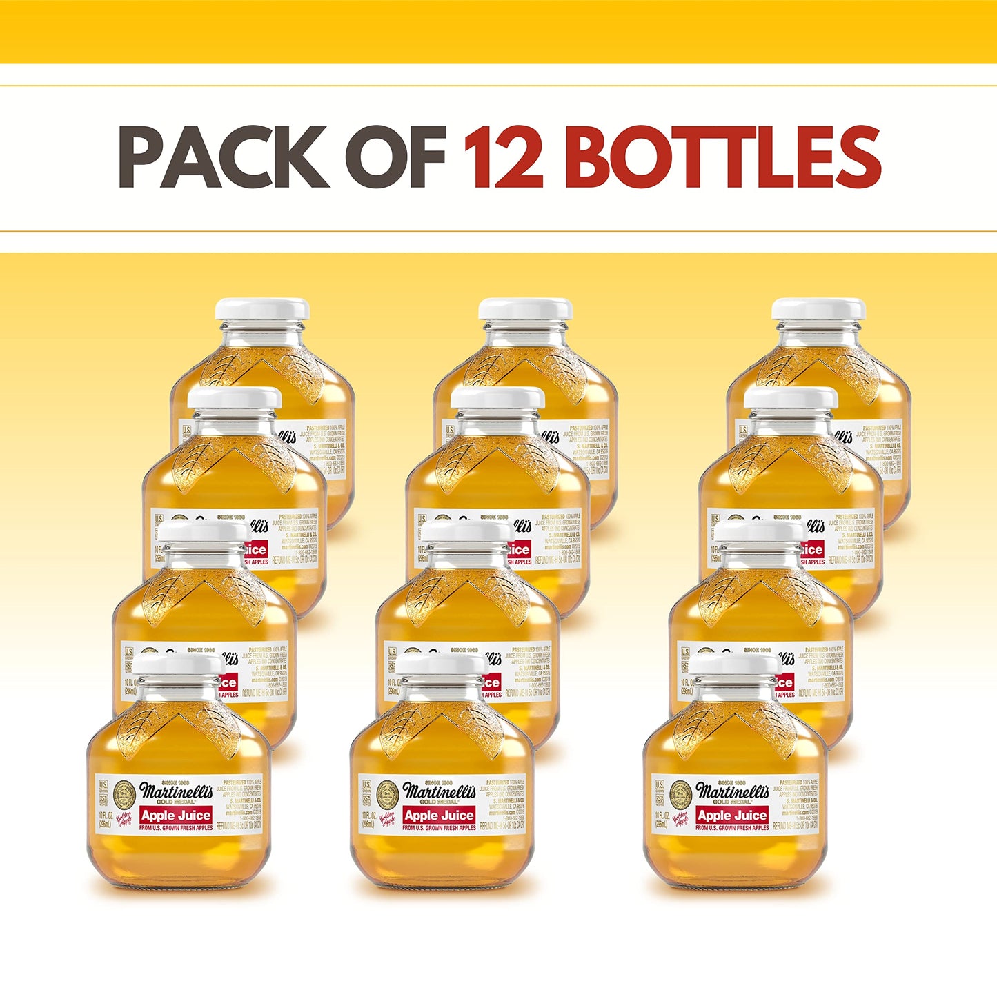 Martinellis 100% Pure Apple Juice - 10 Fl Oz (Pack of 12)