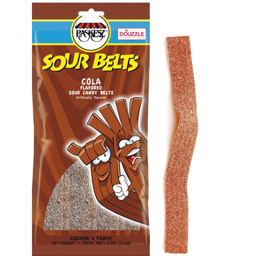 DOUzzle Back To School Sour Belts Chewy Candy Strips Cola (4 OZ - 1 Pack) Goodie Bag Stuffer, Pinata Filler - Kosher Parve