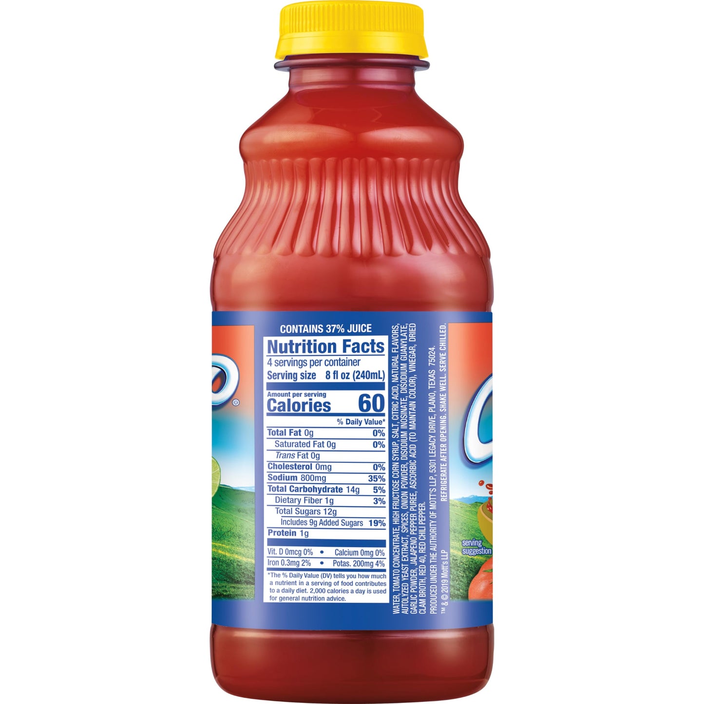 Clamato Picante Tomato Cocktail, Spicy Flavor, 32 fl oz bottle, Pack of 12
