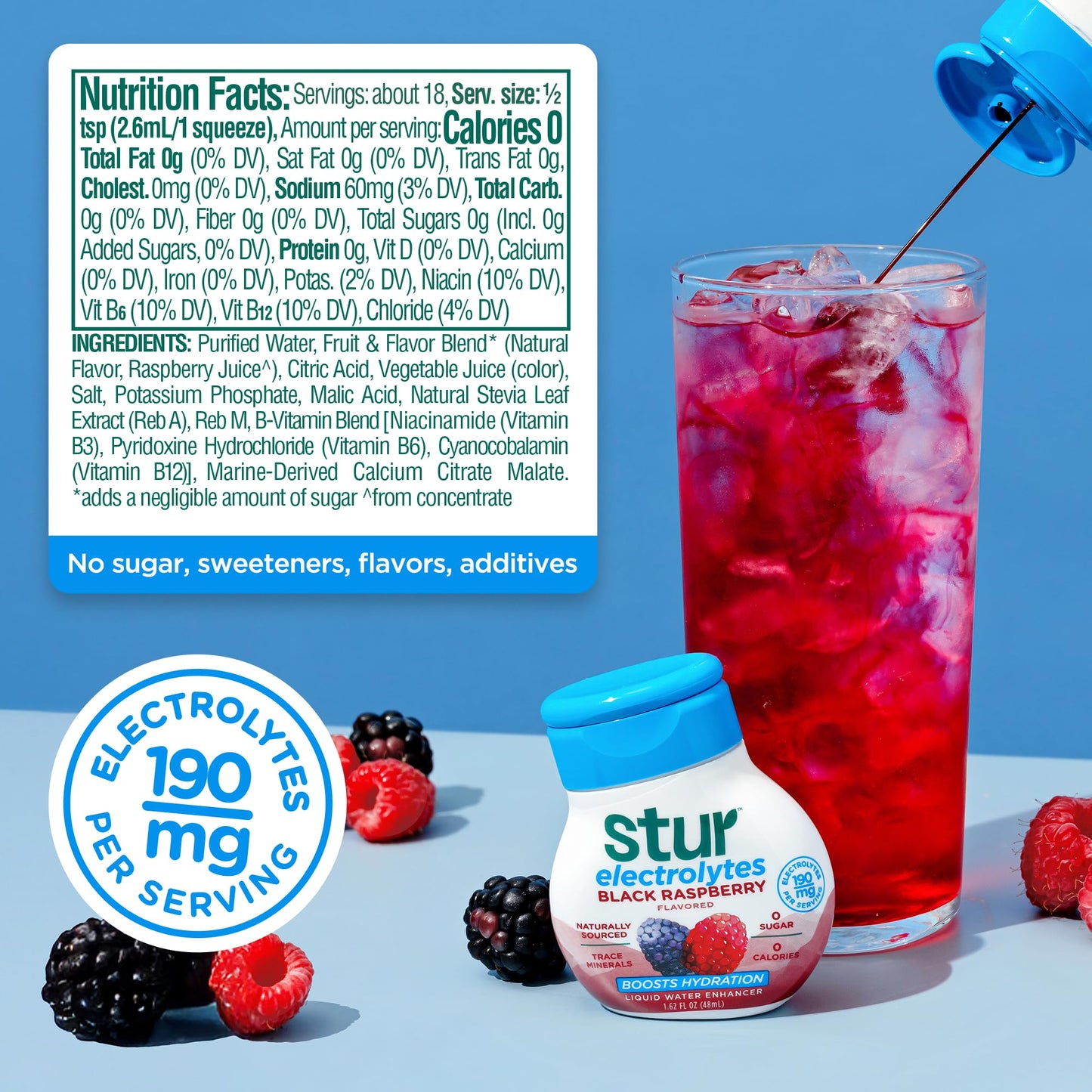 Stur Liquid Water Enhancer Electrolyte Variety Pack, Naturally Sweetened, Sugar Free, 1.62 Fl Oz (Pack of 5)