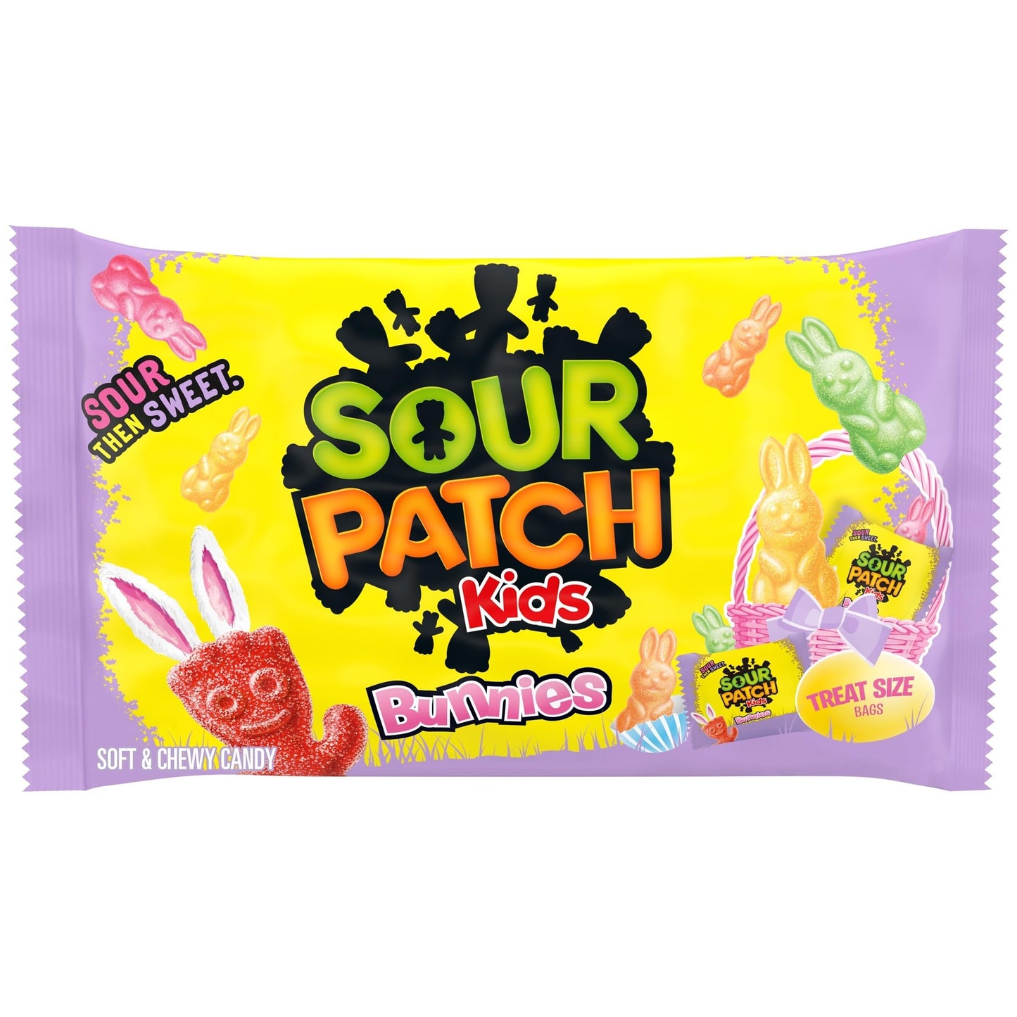 Sour Patch Kids Bunnies Soft & Chewy Easter Candy, 18 Snack Packs