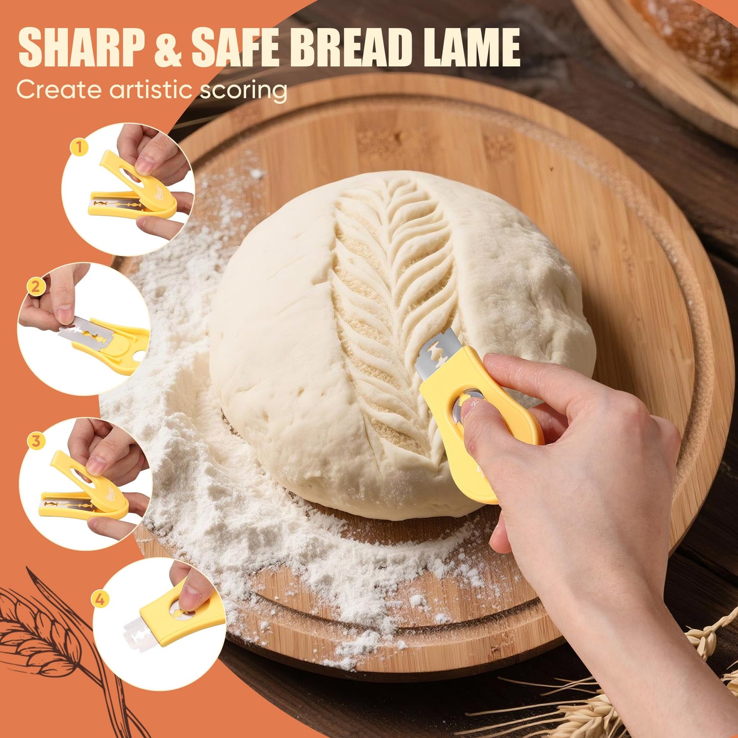 Koackl Sourdough Starter Kit, 24oz Sourdough Starter Jar with Magnetic Bread Lame, Thermometer, Long Scraper, Cloth Cover & Lid