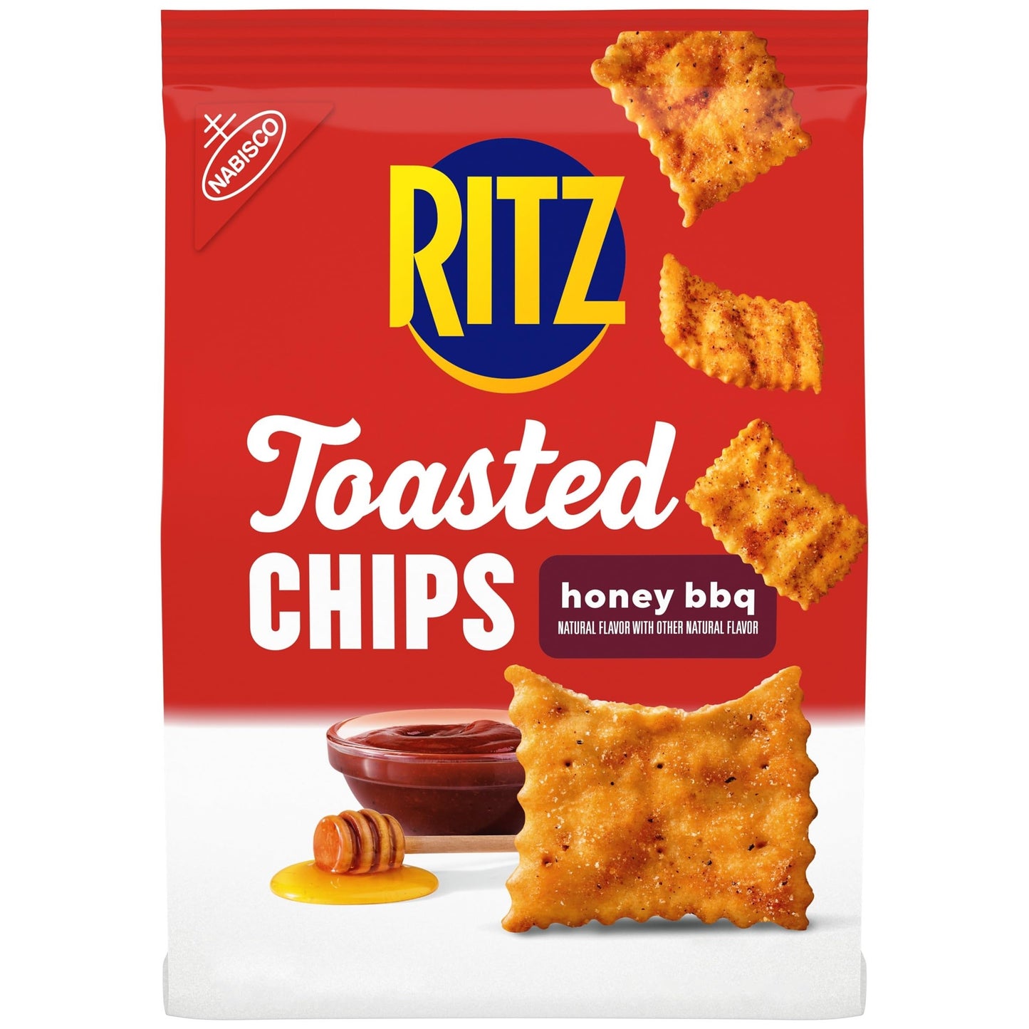RITZ Toasted Chips Honey BBQ Crackers, Party Snacks, 8.1 oz
