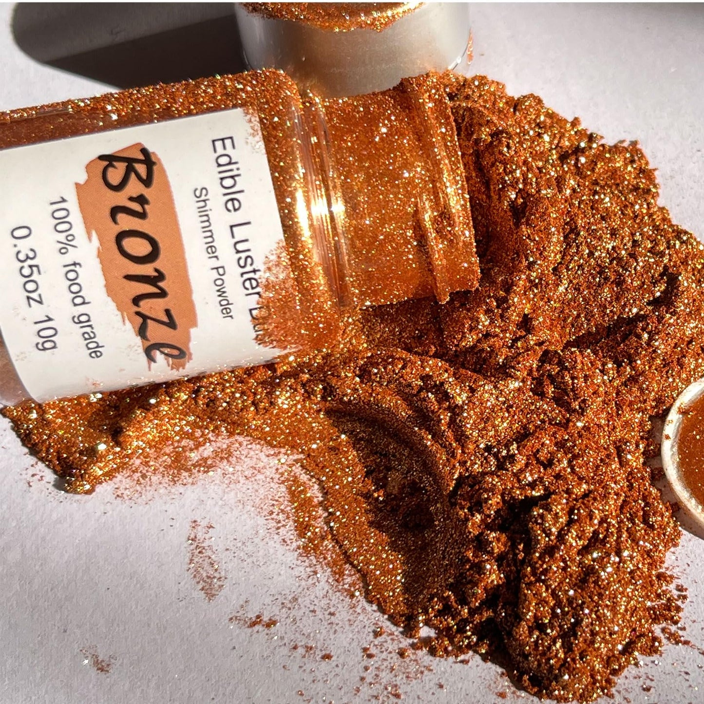 Bronze Luster Dust Edible Glitter For Cakes Cocktails - 10G Colaele Edible Shimmering Dust For Chocolates, Metallic Food Colorin