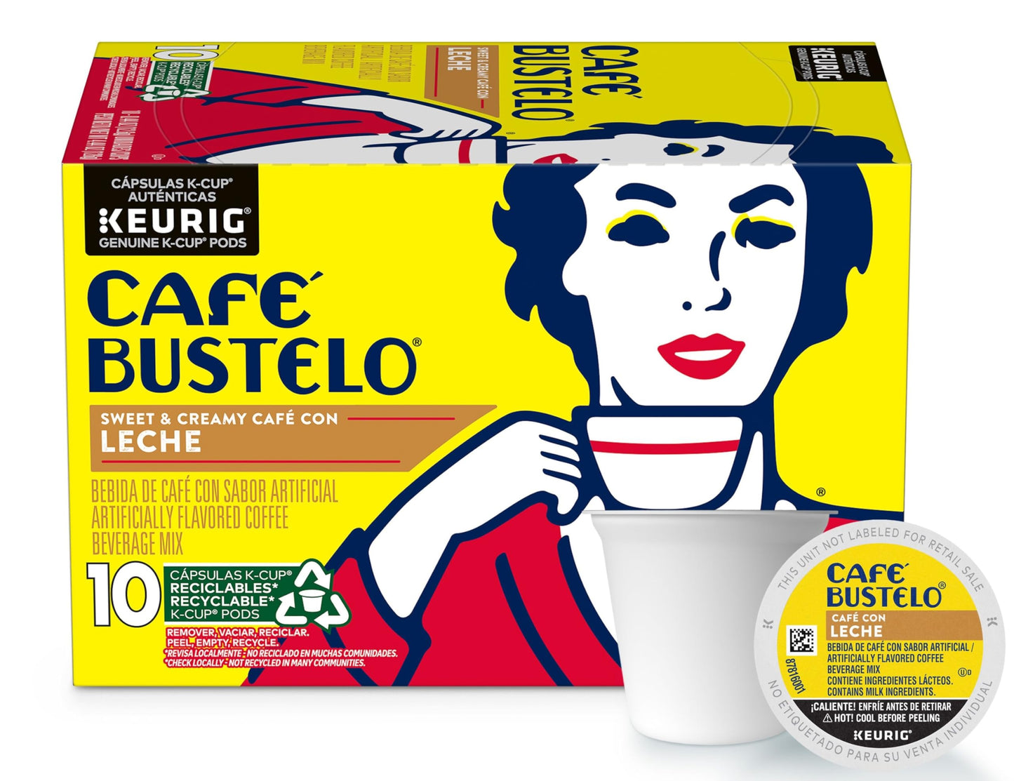 Caf   Bustelo Sweet & Creamy Caf   Con Leche Coffee, 10 Keurig K-Cup Pods