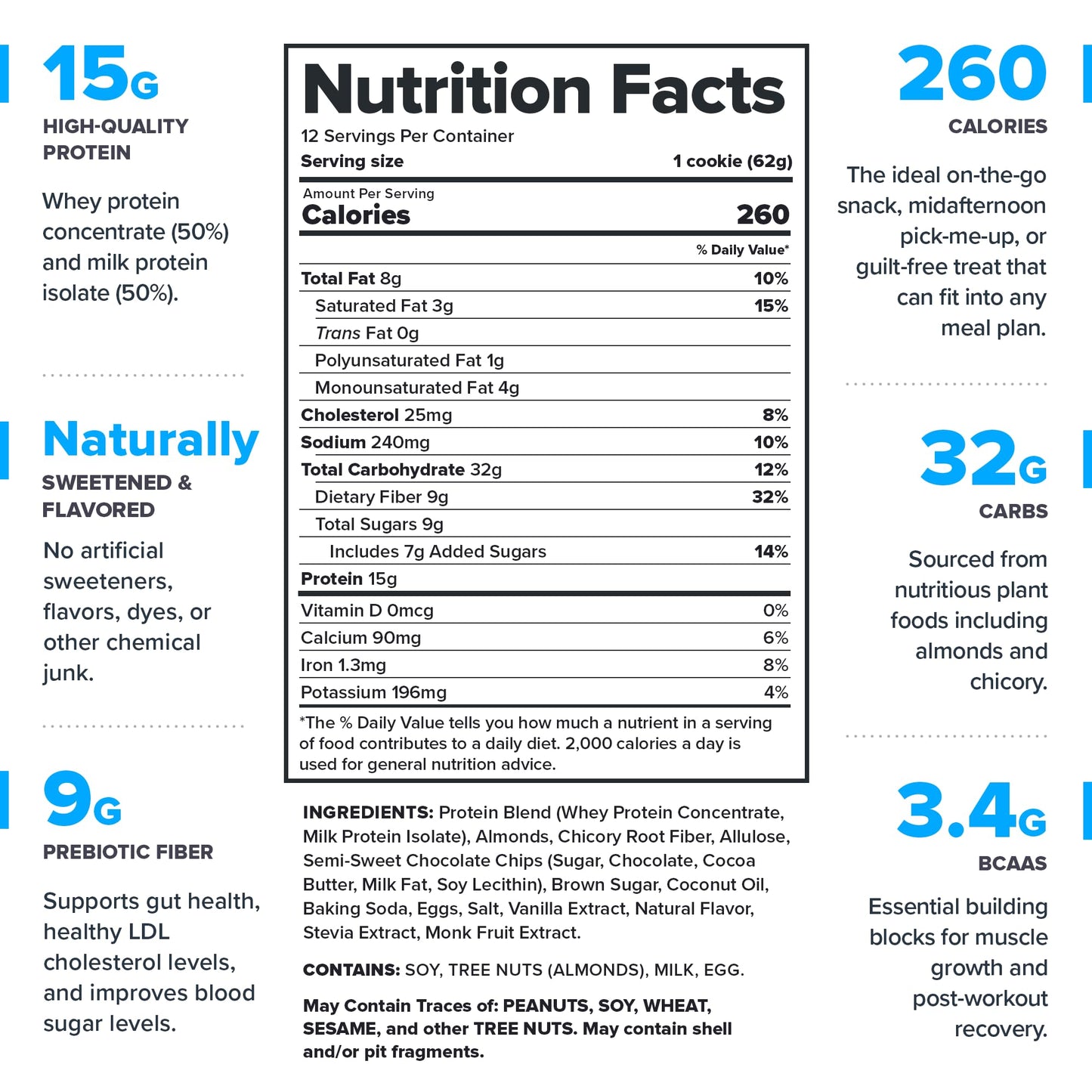 LEGION Chocolate Chip Protein Cookies - High Protein Snacks for mature-themeds - 12 Count