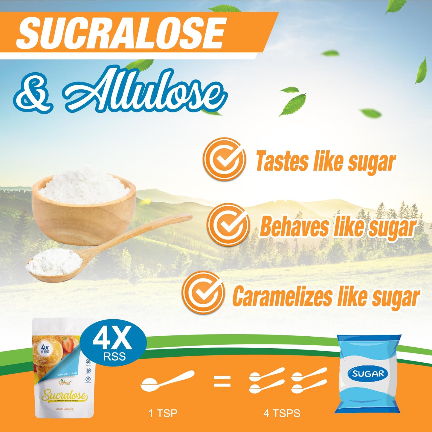 G-Sweetz Allulose Sucralose Blend Sweetener, Zero Calorie, 80 oz, Sugar-Free, Keto Friendly