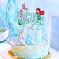 ZHUOWEISM Mermaid Cake Topper - Happy Birthday Decoration, Cardstock, Blue, Under the Sea Theme, 1 PCS