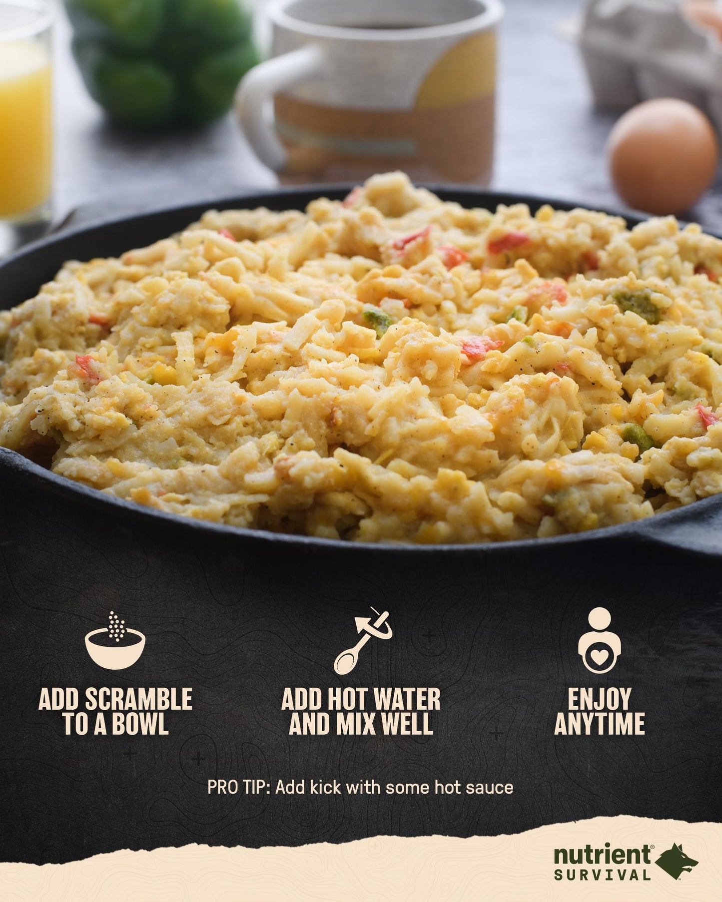 Nutrient Survival Mre Homestyle Scramble Eggs, Ready To Eat Meals (10 Servings) Freeze Dried Prepper Supplies & Emergency Food S