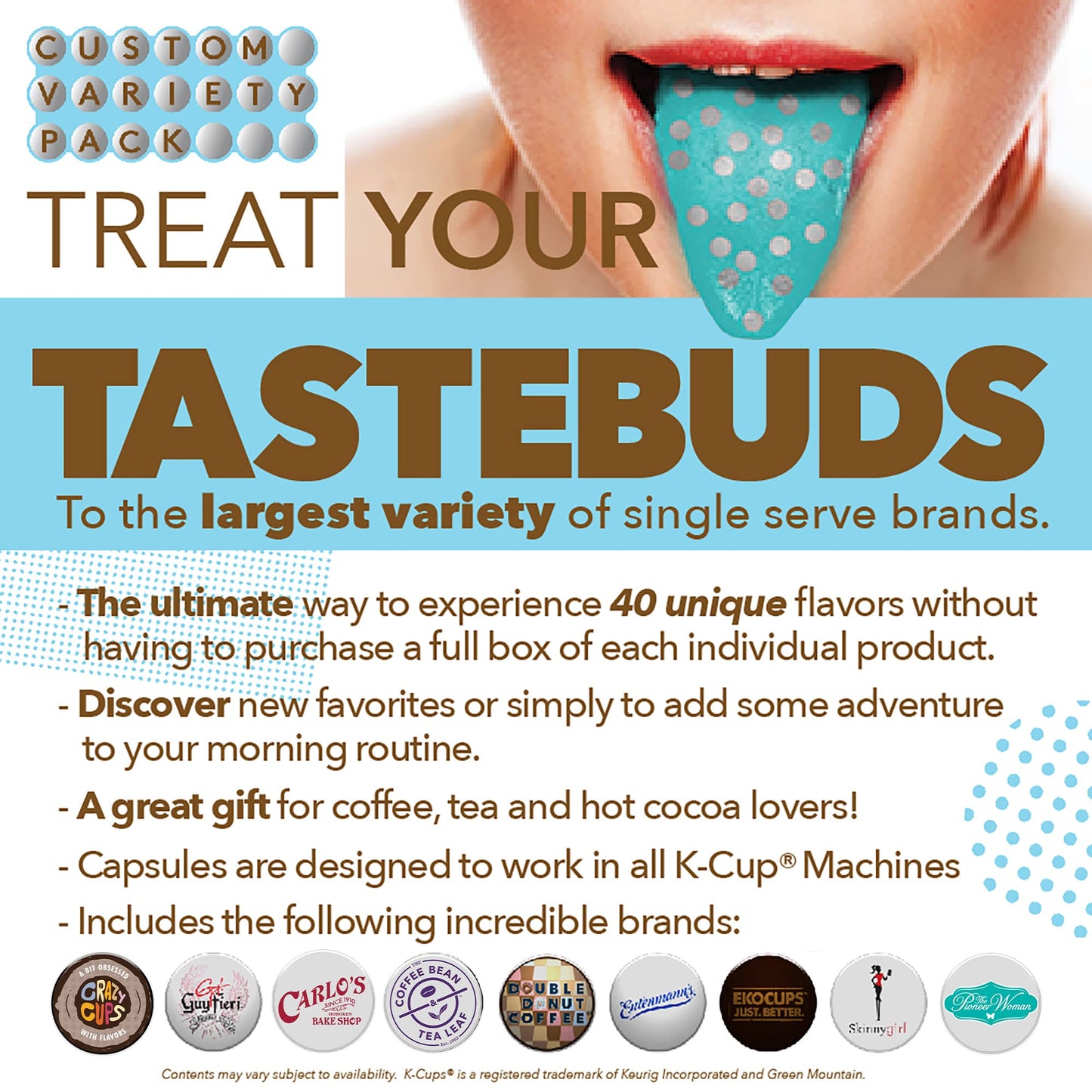 Coffee Variety Pack Sampler, Single Serve Cups For The Keurig K Cup Brewer, 50 Count