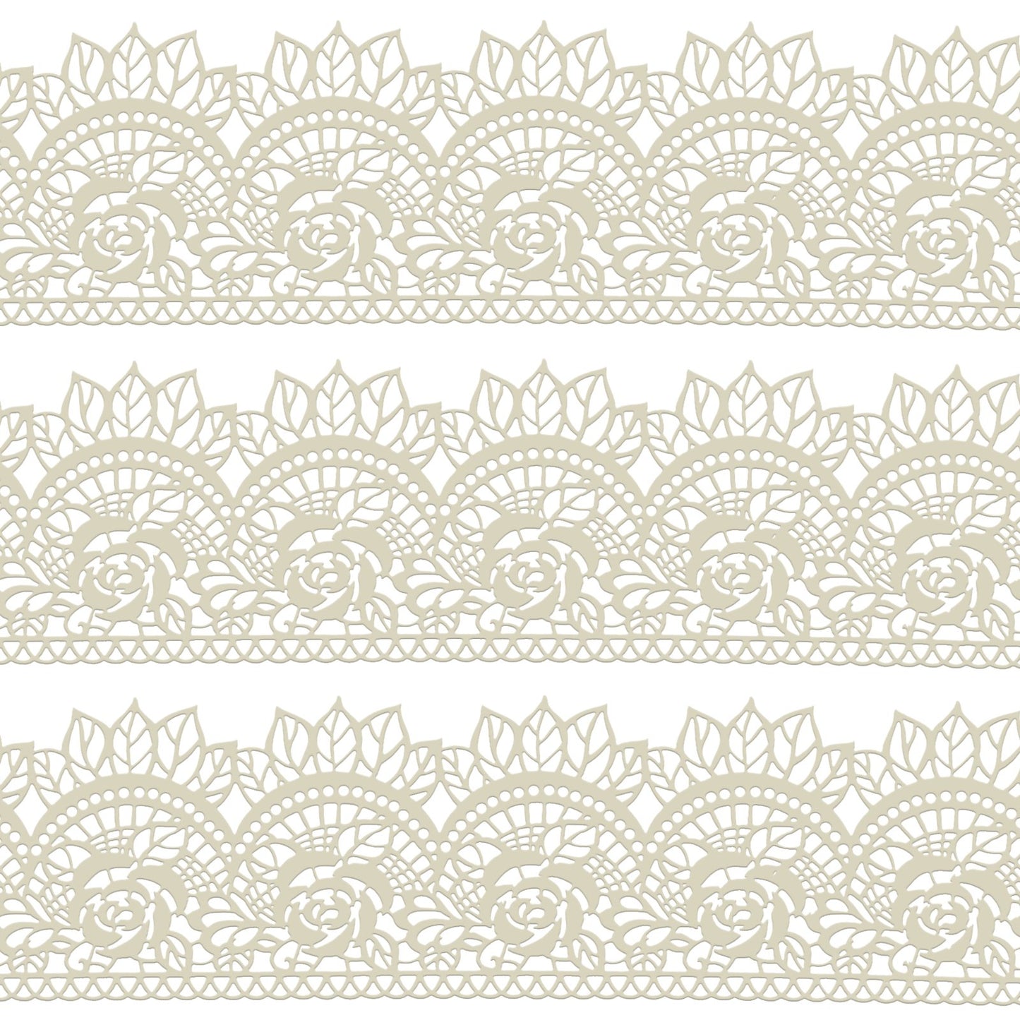 FUNSHOWCASE Edible Cake Lace Rose Scallop Set - 14-inch, 10 Count, Ivory White, Model 1322