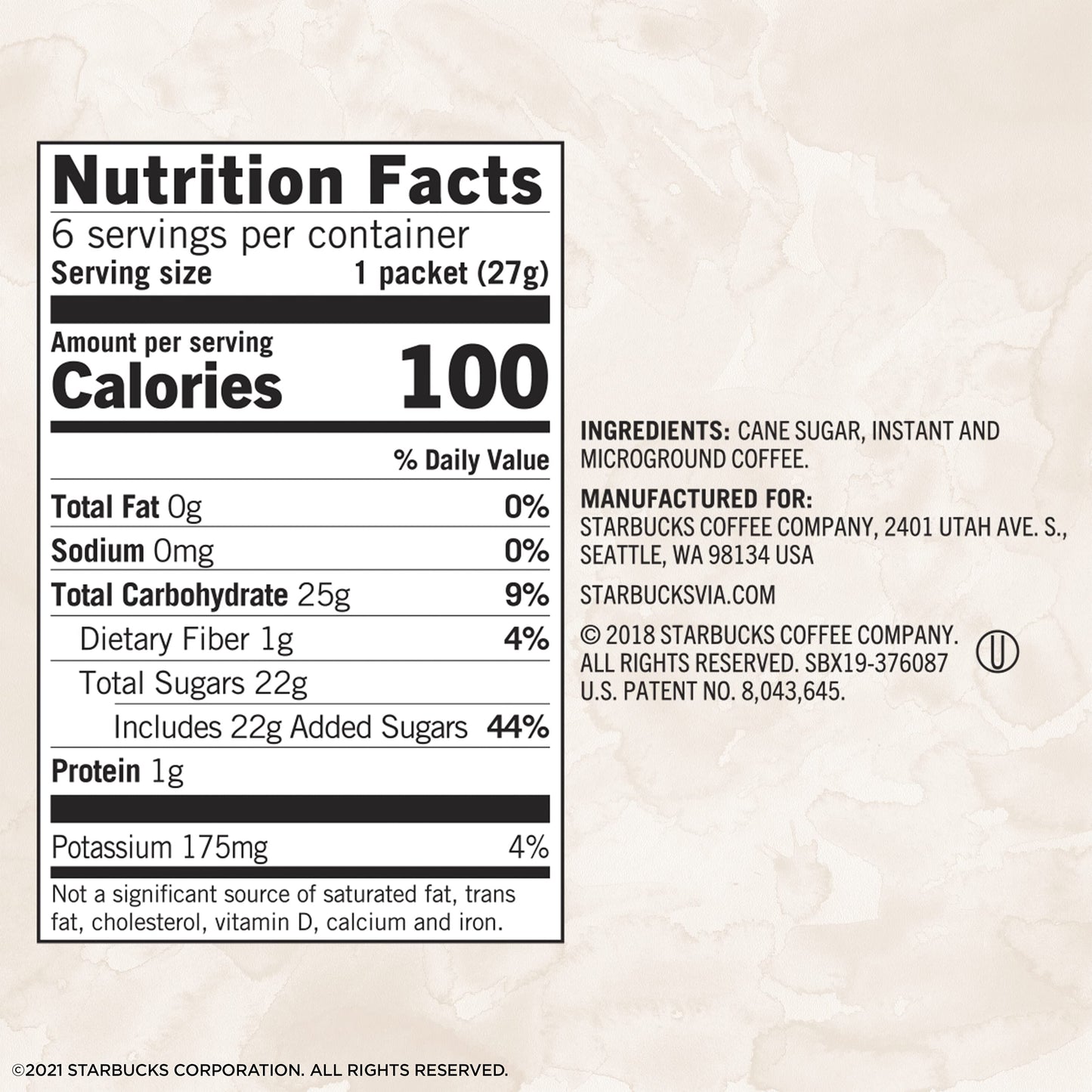 Starbucks Via Instant Coffee Medium Roast Packets - Sweetened Iced Coffee - 1 Box (6 Packets)