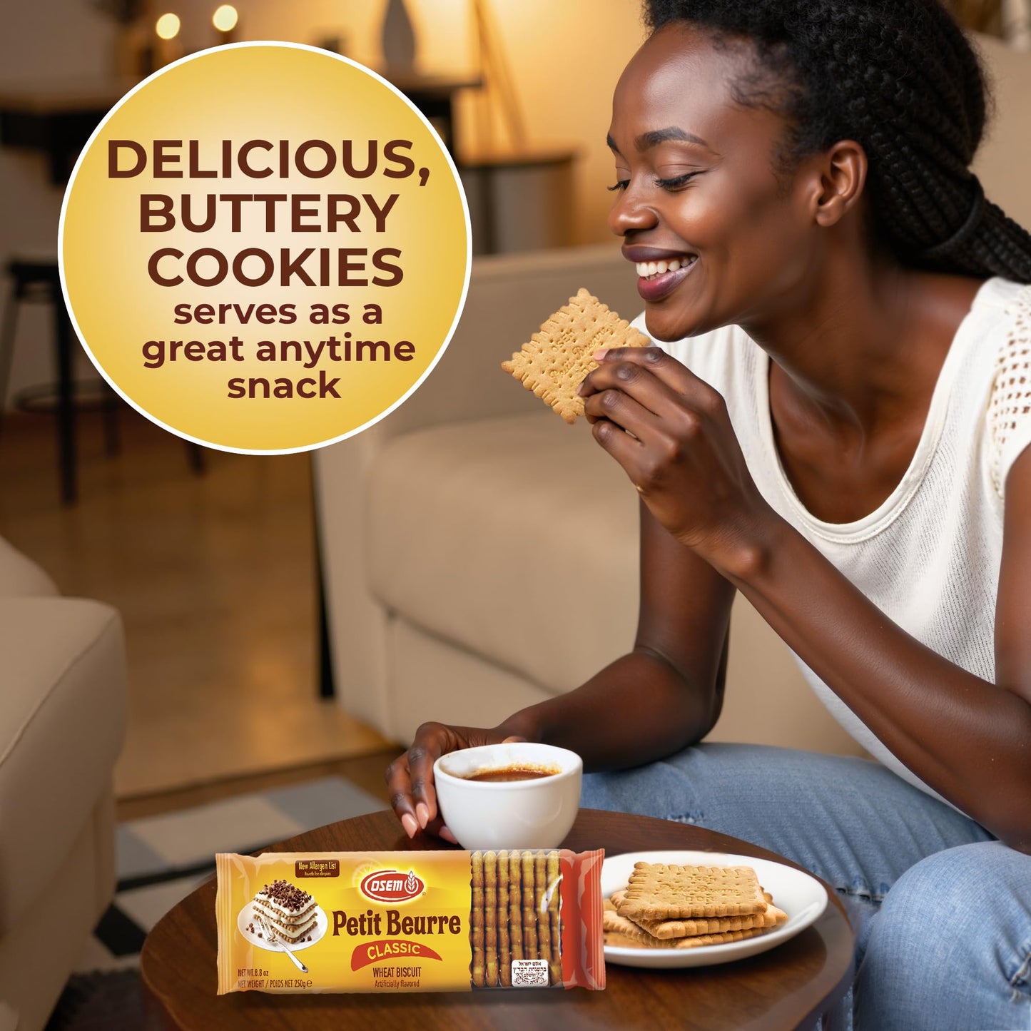 Osem Petit Beurre Cookies, Light & Buttery, 8.8oz (Pack of 3), Beige