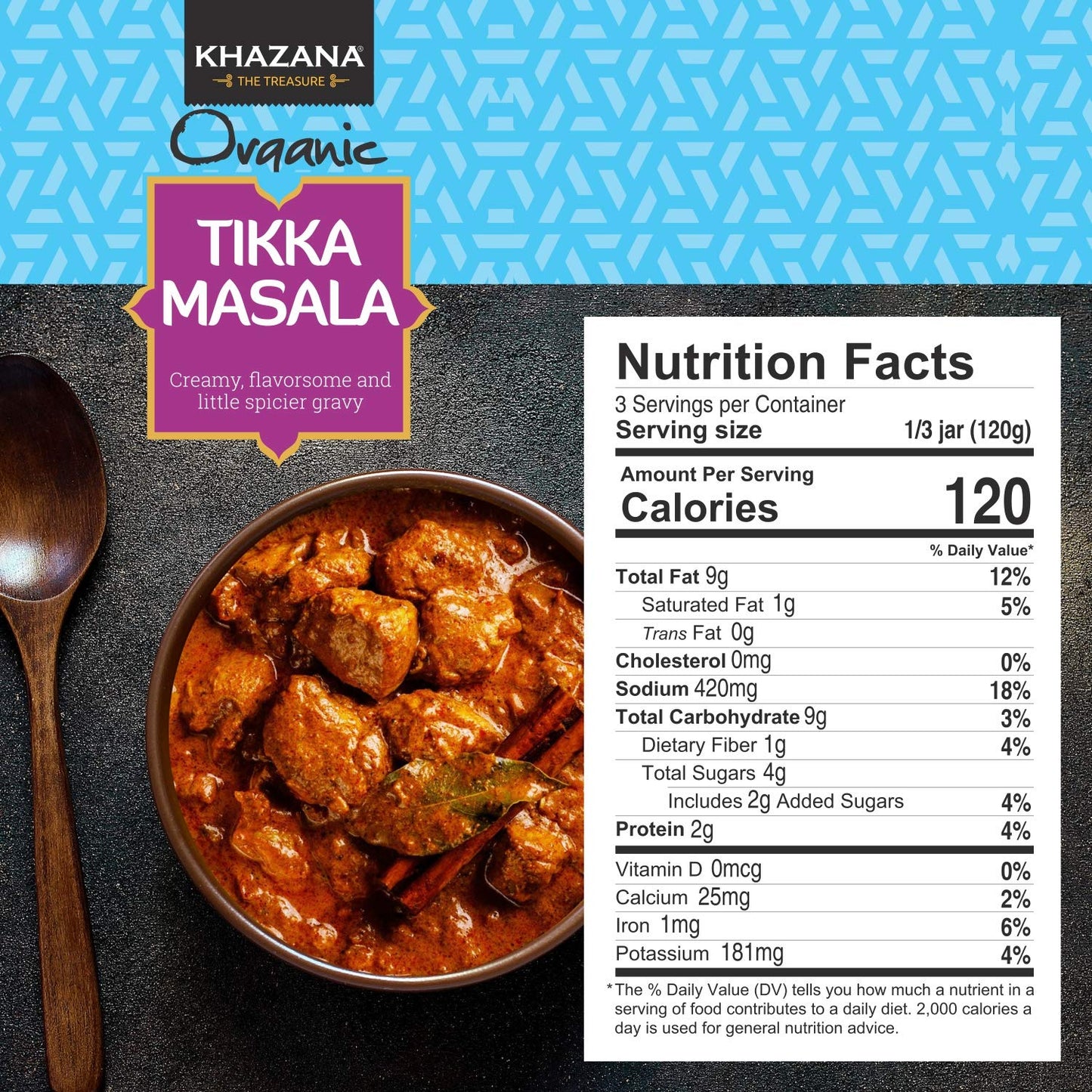 Khazana Organic Tikka Masala Indian Simmer Sauce - 6 X 12.7Oz Jars | Non-Gmo, Vegan, Gluten Free, Kosher | Authentic Indian Meal