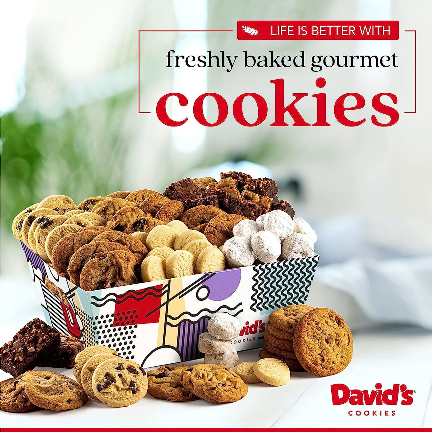 David Cookies Gift Basket For Families Food Christmas Gift - Large Crate Assorted Cookies For Sharing - Fresh Gourmet Cookies Fo