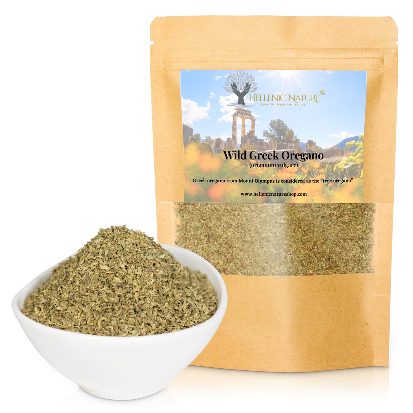 HELLENIC NATURE Oregano Dried Herb, Premium Quality, Handpicked, 1.41 Ounce Pack, Mediterranean Seasoning, ZipLock Freshness