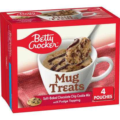 Betty Crocker Mug Treats Soft-Baked Chocolate Chip Cookie Mix with Fudge Topping, 4 Servings
