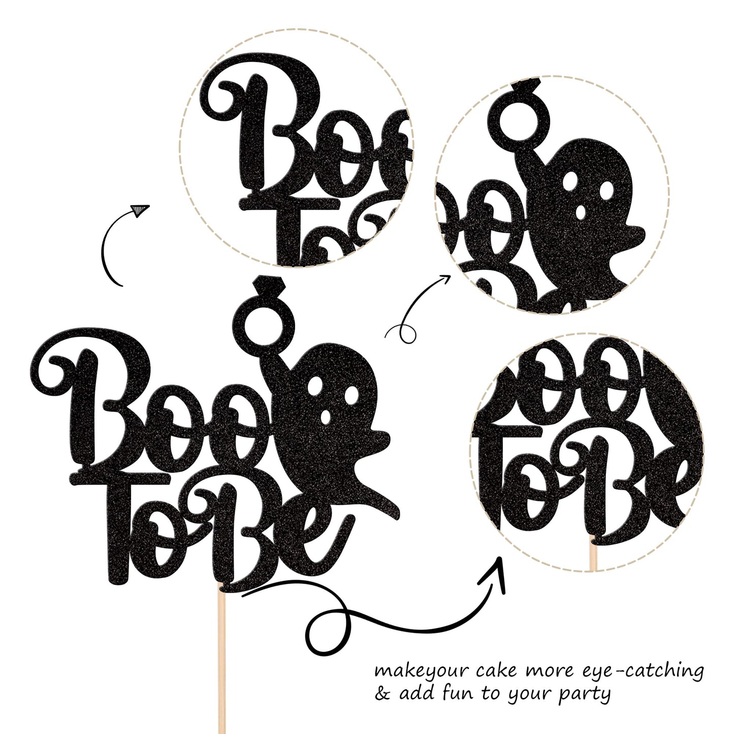 1 Pcs Halloween Boo To Be Cake Topper Glitter Ring Ghost Halloween Cake Pick For Halloween Theme Ghost Engagement Birthday Bache