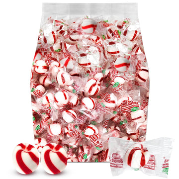 Soft Peppermint Balls, 2lb Bulk Individually Wrapped Mints, BobsFamous Refreshing Candy Puffs for Parties and Events