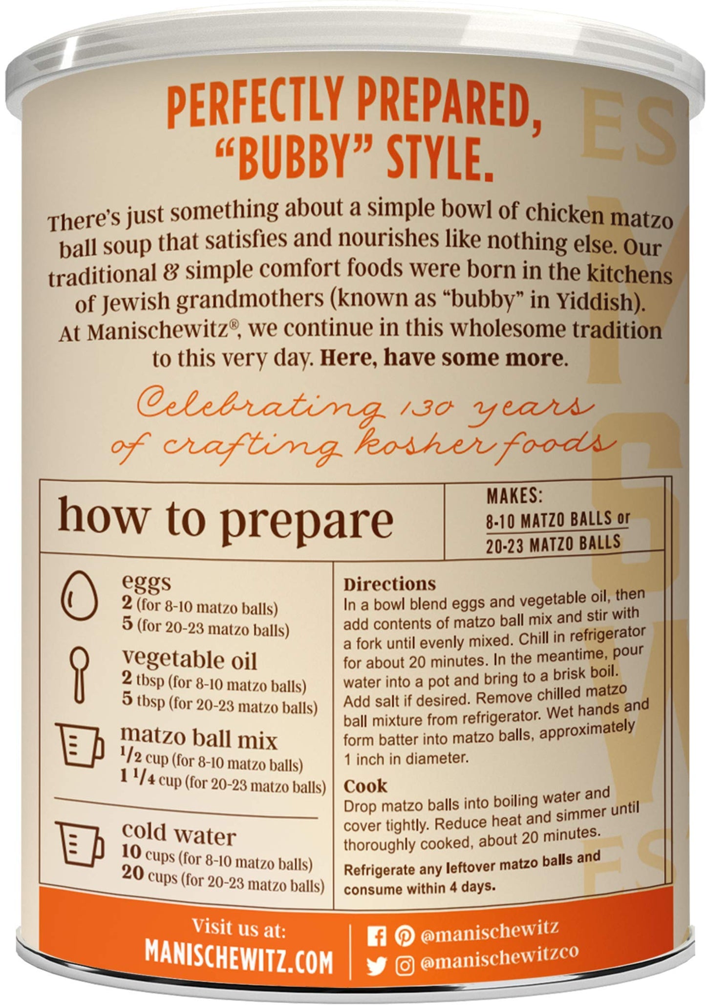 Manischewitz Family Size Original Matzo Ball Mix 13oz (2 Pack) in Resealable Container