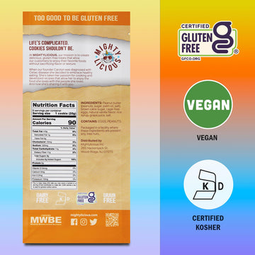 Mightylicious Handcrafted Salted Peanut Butter Cookies - Gluten-Free, Dairy-Free, Kosher, Grain-Free, Preservative-Free - Snack