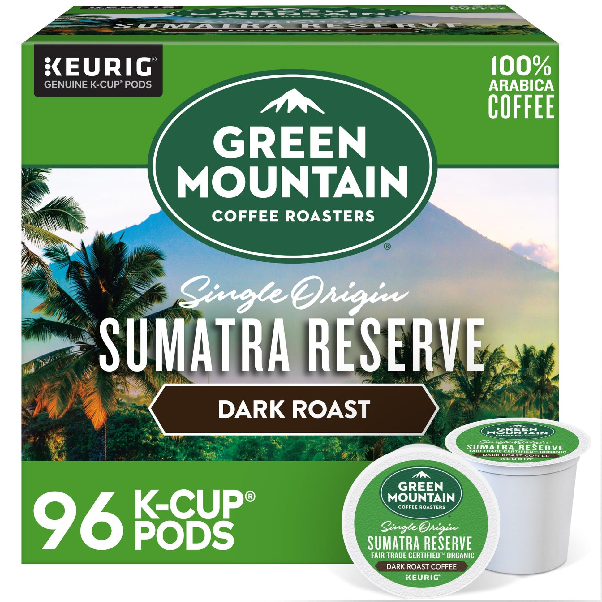 Green Mountain Coffee Roasters Sumatra Reserve Coffee, Keurig Single-Serve K-Cup Pods, Dark Roast, 96 Count