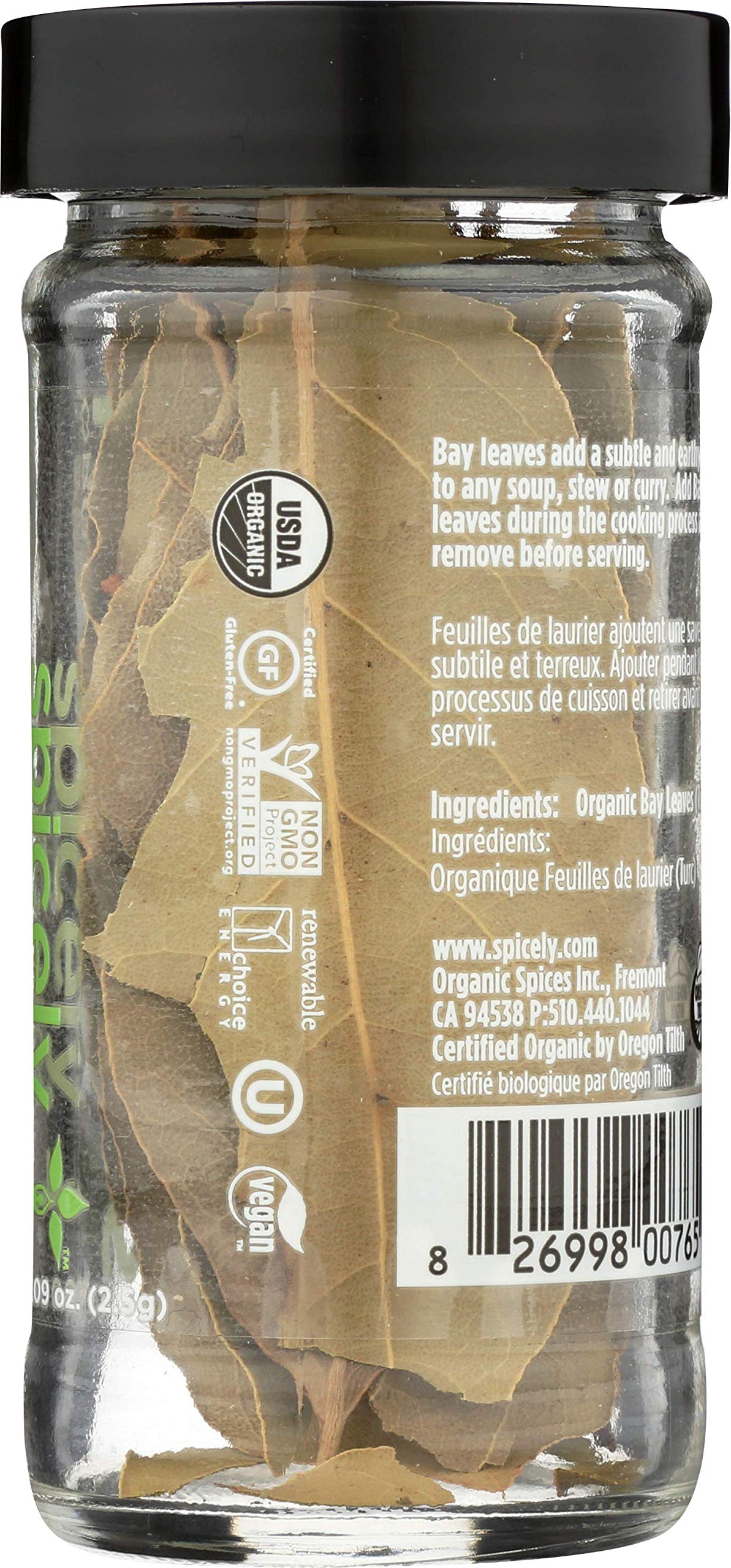 Spicely Organics USDA Certified Organic Turkish Bayleaves, No Artificial Colors or Preservatives, Zero Sugar, Vegan Friendly, Ko