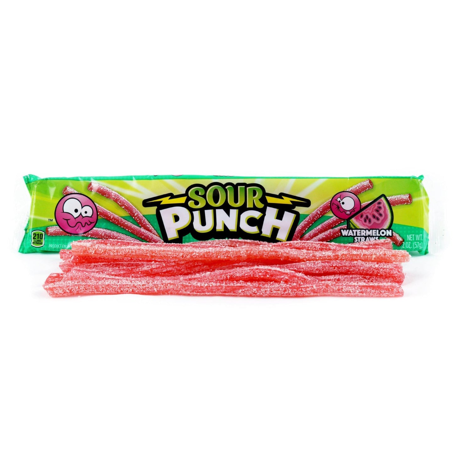 Sour Punch Watermelon Sour Straws, 2oz Tray, (24 Pack)