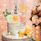 28Pcs Flower Cake Topper 3D Butterfly Acrylic Happy Birthday Cake Toppers Artificial Carnation Rose Flowers Eucalyptus Leaves Ca