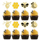 Gyufise 24Pcs Bumble Bee Cupcake Toppers Glitter Heart Honeycomb Bee Cupcake Picks Baby Shower Cake Decorations For Bee Theme Ba