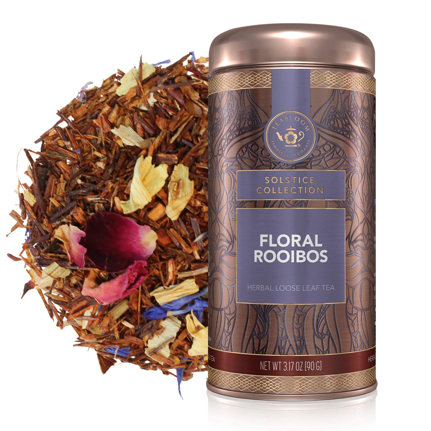Teabloom Herbal Tea, Floral Rooibos Loose Leaf Tea, Rooibos Blend With Floral Flavors And Scent, Kosher Certified, 3.17 Oz/90 G 