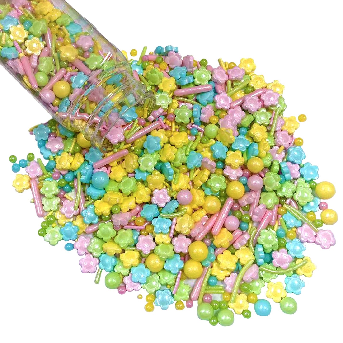 Sentovac Flowers Sprinkles Edible Spring Sprinkles Pink Yellow Blue Green Mix For Cake Decorating Candy Cupcake Cake Topper Cook