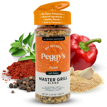 My Secrets Peggys Food Master Grill Blend Seasoning - Herb Seasoning Blend Spice Rub - Spice Mix With Sea Salt Flakes For Grilli