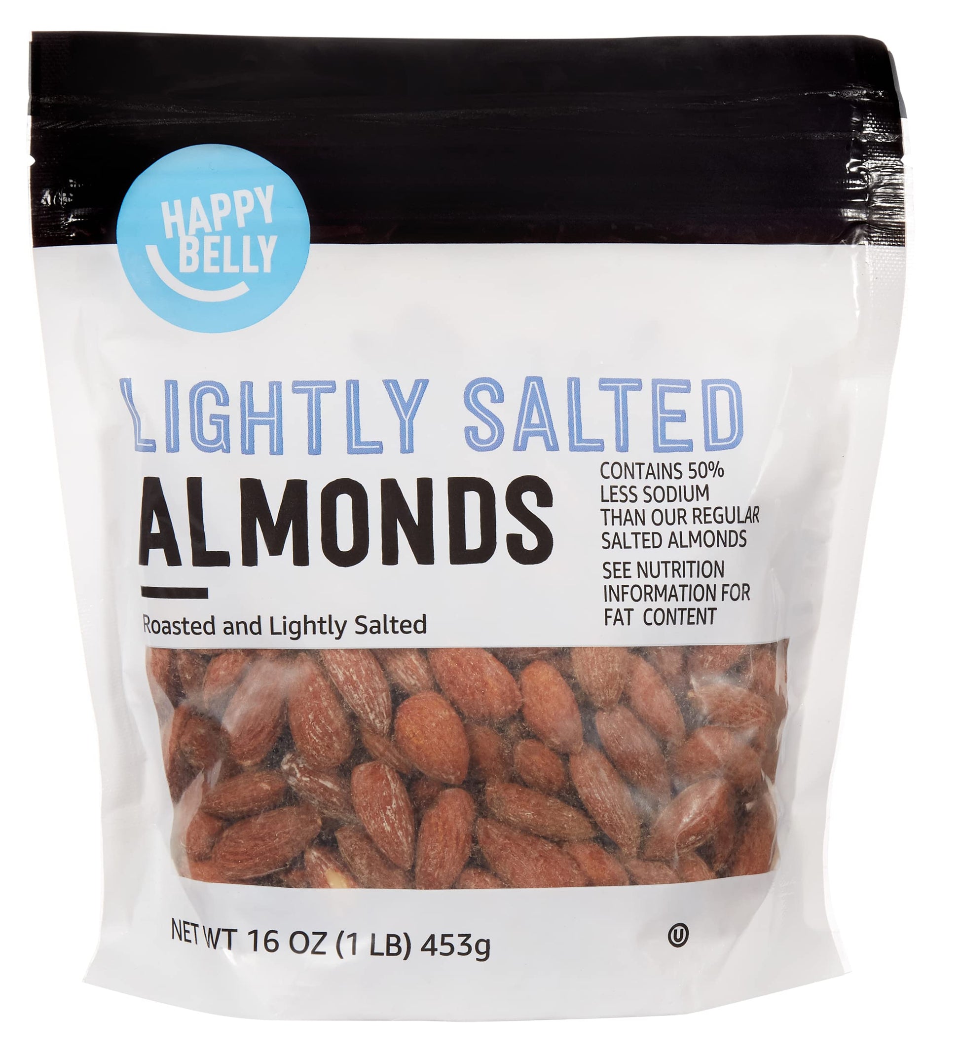 Happy Belly Roasted & Lightly Salted Almonds, 16 Ounce, Pack of 1