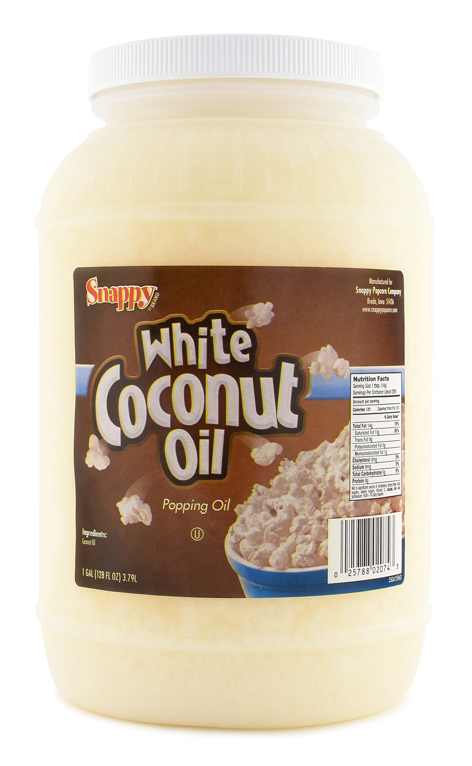 SNAPPY Coconut Oil - 128 Fl Oz (1 Gallon) - Pure, Natural Cooking Oil
