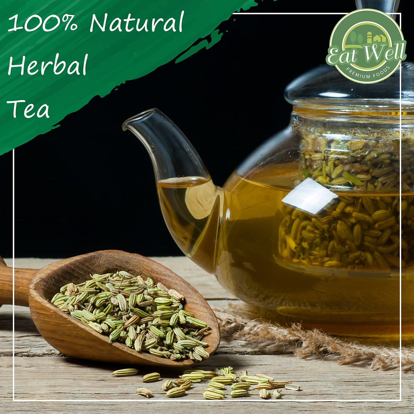 Eat Well Premium Foods Fennel Tea Bags, 100 Bags Bulk Size 7 Oz, 100% Natural Fennel Leaves Tea, Tea For Home Or Office, Herbal