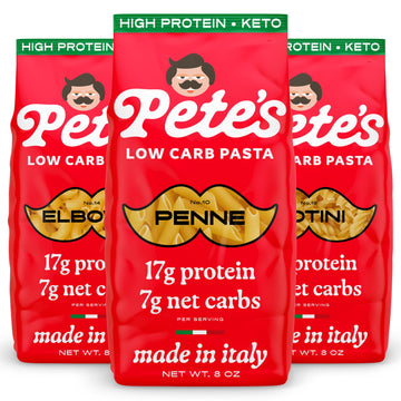 Pete'S Pasta Variety Pack 8Oz - Penne, Rotini, Elbow - 7G Low Carb Pasta, 17G High Protein Pasta - Authentic Italian Keto Pasta