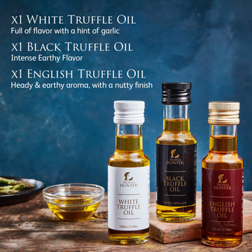 Trufflehunter - English, Black & White Truffle Oil Set - 3.38 Oz X 3