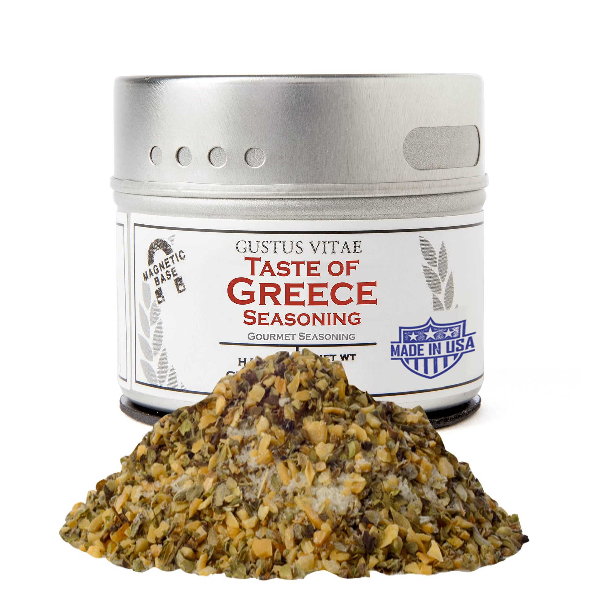 Gustus Vitae - Taste Of Greece - Gourmet Seasoning - Artisanal Spice Blend - 2.7Oz - Non Gmo- Magnetic Tin - Small Batch - Hand